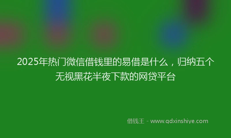 2025年热门微信借钱里的易借是什么，归纳五个无视黑花半夜下款的网贷平台