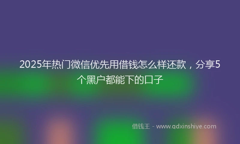 2025年热门微信优先用借钱怎么样还款，分享5个黑户都能下的口子