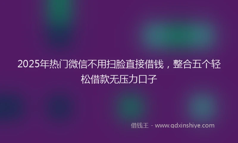2025年热门微信不用扫脸直接借钱，整合五个轻松借款无压力口子