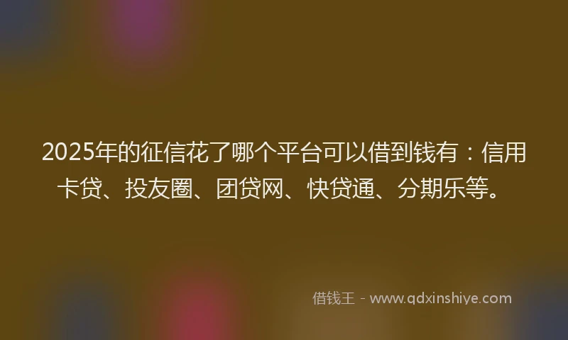 2025年的征信花了哪个平台可以借到钱有：信用卡贷、投友圈、团贷网、快贷通、分期乐等。