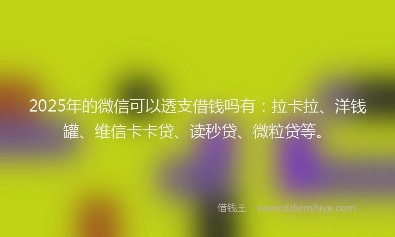 2025年的微信可以透支借钱吗有：拉卡拉、洋钱罐、维信卡卡贷、读秒贷、微粒贷等。