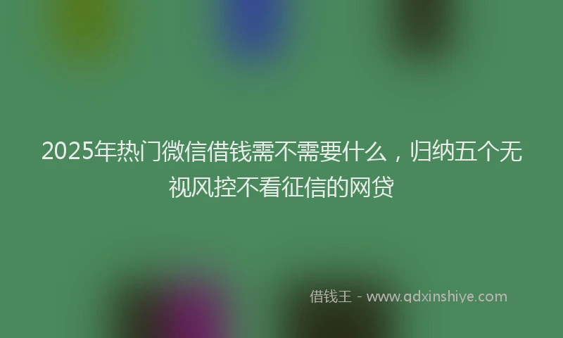 2025年热门微信借钱需不需要什么，归纳五个无视风控不看征信的网贷