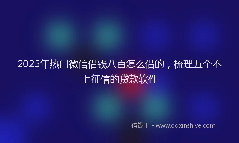 2025年热门微信借钱八百怎么借的，梳理五个不上征信的贷款软件