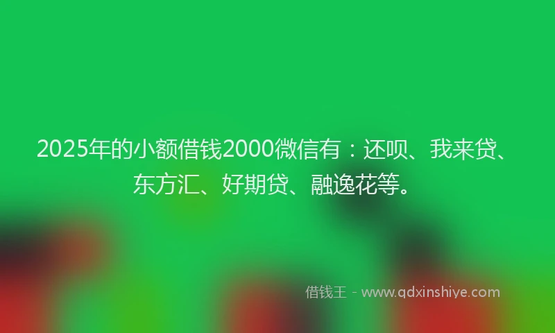 2025年的小额借钱2000微信有：还呗、我来贷、东方汇、好期贷、融逸花等。