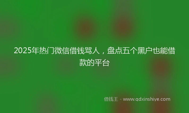 2025年热门微信借钱骂人，盘点五个黑户也能借款的平台