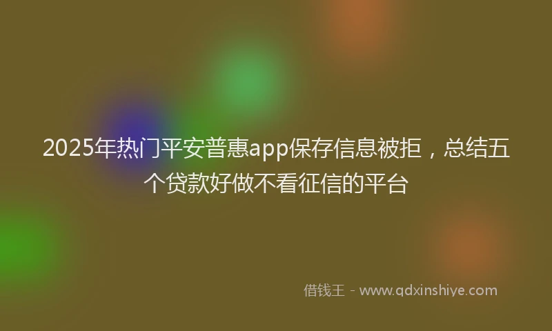 2025年热门平安普惠app保存信息被拒，总结五个贷款好做不看征信的平台
