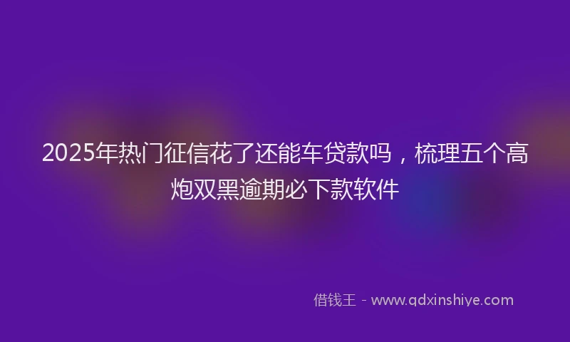 2025年热门征信花了还能车贷款吗，梳理五个高炮双黑逾期必下款软件