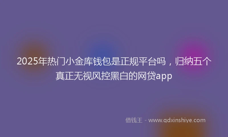 2025年热门小金库钱包是正规平台吗，归纳五个真正无视风控黑白的网贷app