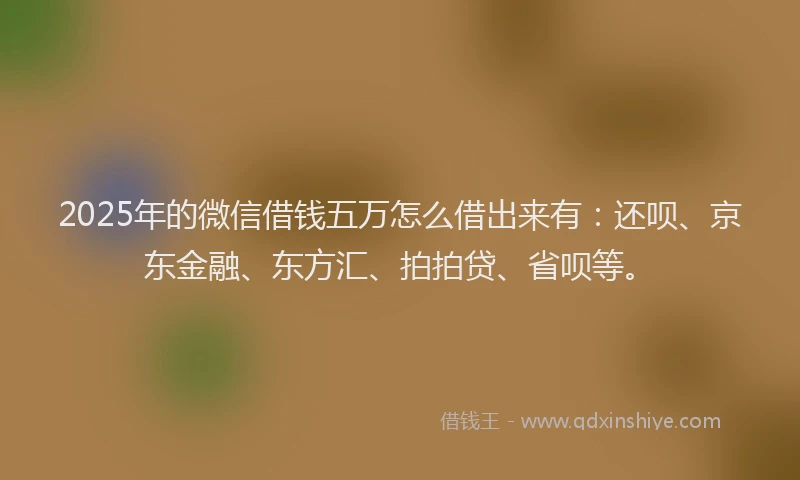 2025年的微信借钱五万怎么借出来有：还呗、京东金融、东方汇、拍拍贷、省呗等。