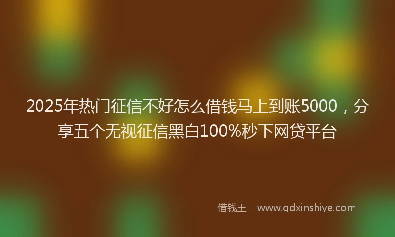 2025年热门征信不好怎么借钱马上到账5000，分享五个无视征信黑白100%秒下网贷平台