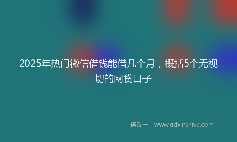 2025年热门微信借钱能借几个月，概括5个无视一切的网贷口子