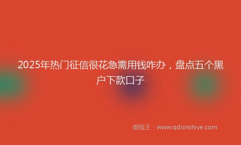 2025年热门征信很花急需用钱咋办，盘点五个黑户下款口子