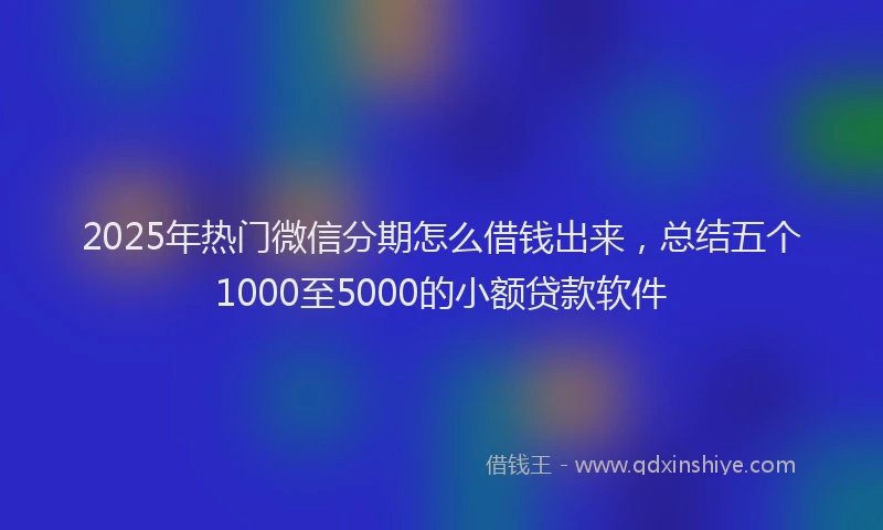 2025年热门微信分期怎么借钱出来，总结五个1000至5000的小额贷款软件