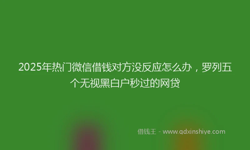 2025年热门微信借钱对方没反应怎么办，罗列五个无视黑白户秒过的网贷