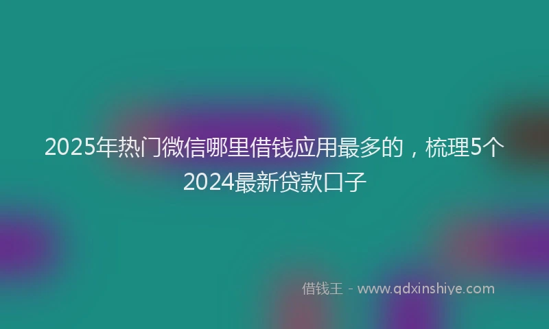 2025年热门微信哪里借钱应用最多的，梳理5个2024最新贷款口子