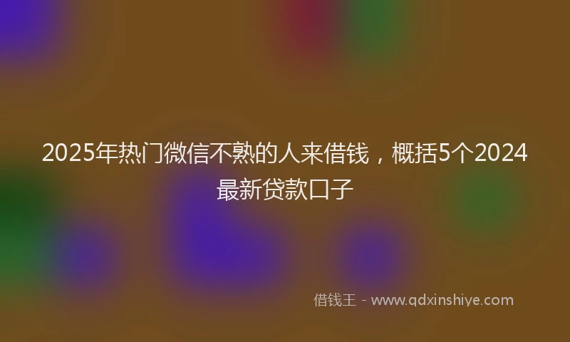 2025年热门微信不熟的人来借钱，概括5个2024最新贷款口子