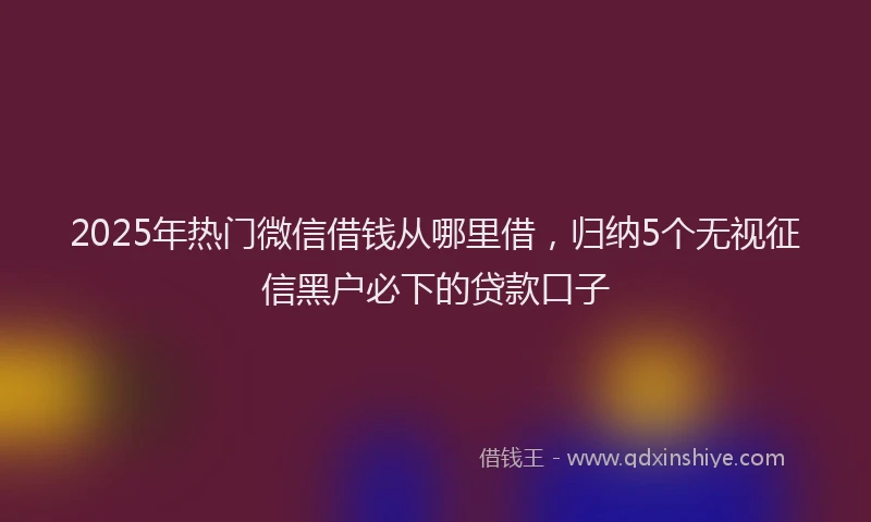 2025年热门微信借钱从哪里借，归纳5个无视征信黑户必下的贷款口子