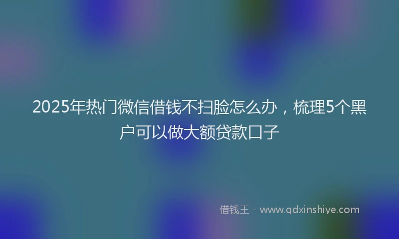 2025年热门微信借钱不扫脸怎么办，梳理5个黑户可以做大额贷款口子