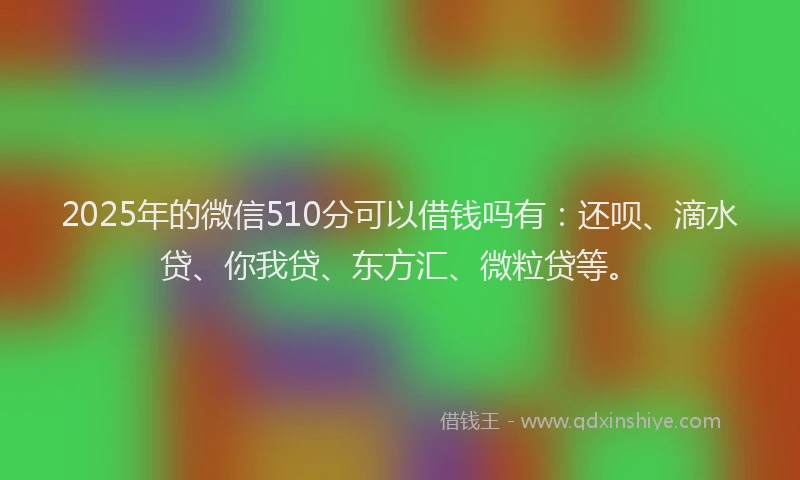 2025年的微信510分可以借钱吗有：还呗、滴水贷、你我贷、东方汇、微粒贷等。