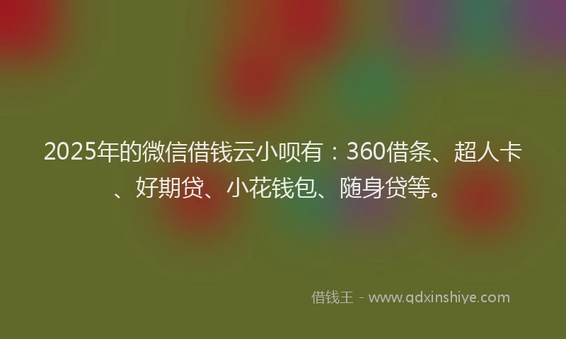 2025年的微信借钱云小呗有：360借条、超人卡、好期贷、小花钱包、随身贷等。
