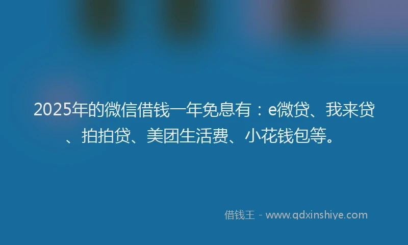 2025年的微信借钱一年免息有：e微贷、我来贷、拍拍贷、美团生活费、小花钱包等。