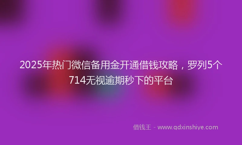2025年热门微信备用金开通借钱攻略，罗列5个714无视逾期秒下的平台