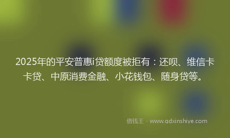 2025年的平安普惠i贷额度被拒有：还呗、维信卡卡贷、中原消费金融、小花钱包、随身贷等。