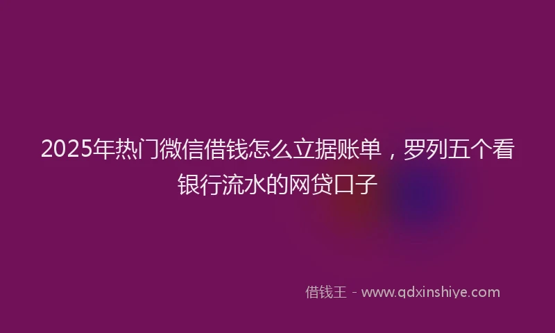 2025年热门微信借钱怎么立据账单，罗列五个看银行流水的网贷口子