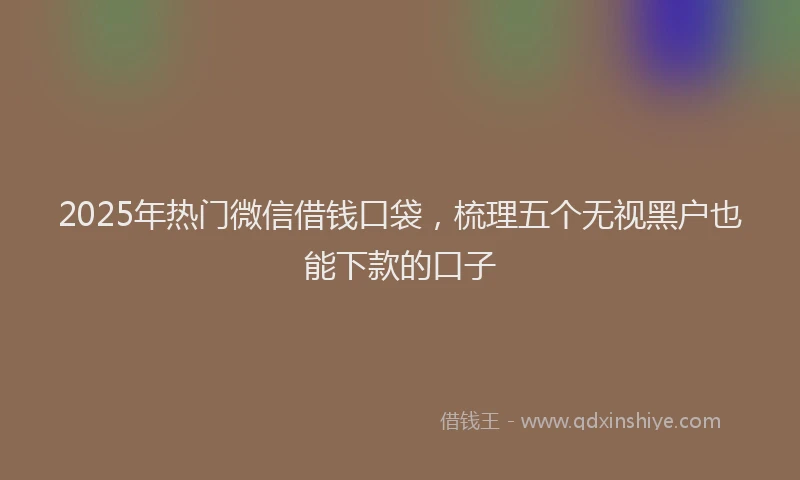 2025年热门微信借钱口袋，梳理五个无视黑户也能下款的口子