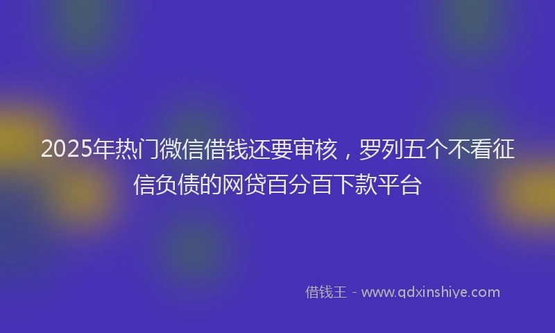 2025年热门微信借钱还要审核，罗列五个不看征信负债的网贷百分百下款平台