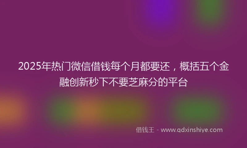 2025年热门微信借钱每个月都要还，概括五个金融创新秒下不要芝麻分的平台