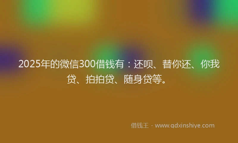 2025年的微信300借钱有：还呗、替你还、你我贷、拍拍贷、随身贷等。