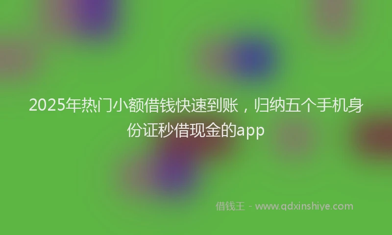 2025年热门小额借钱快速到账，归纳五个手机身份证秒借现金的app