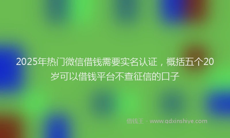 2025年热门微信借钱需要实名认证，概括五个20岁可以借钱平台不查征信的口子