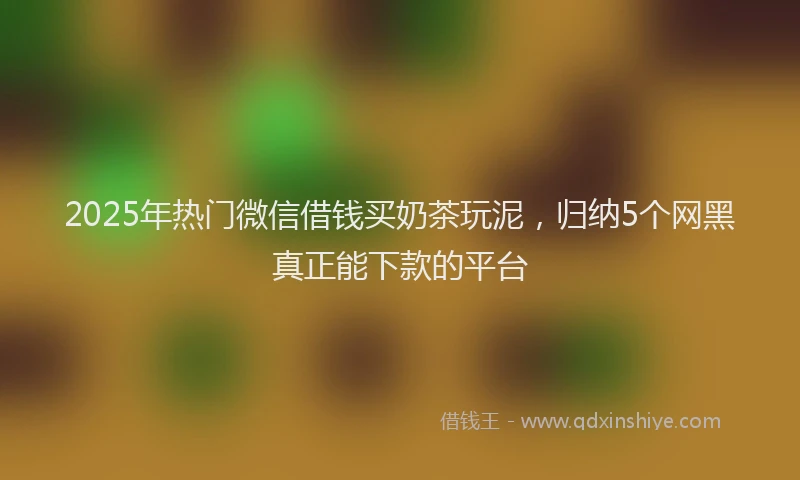 2025年热门微信借钱买奶茶玩泥，归纳5个网黑真正能下款的平台