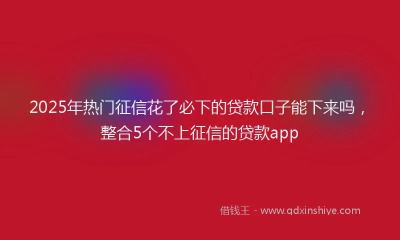 2025年热门征信花了必下的贷款口子能下来吗，整合5个不上征信的贷款app