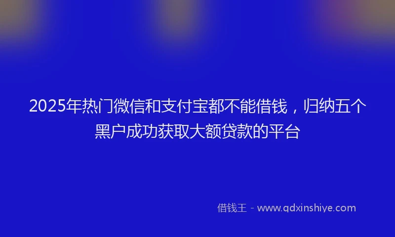 2025年热门微信和支付宝都不能借钱，归纳五个黑户成功获取大额贷款的平台