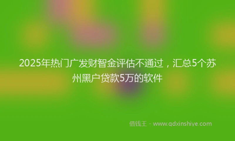 2025年热门广发财智金评估不通过，汇总5个苏州黑户贷款5万的软件