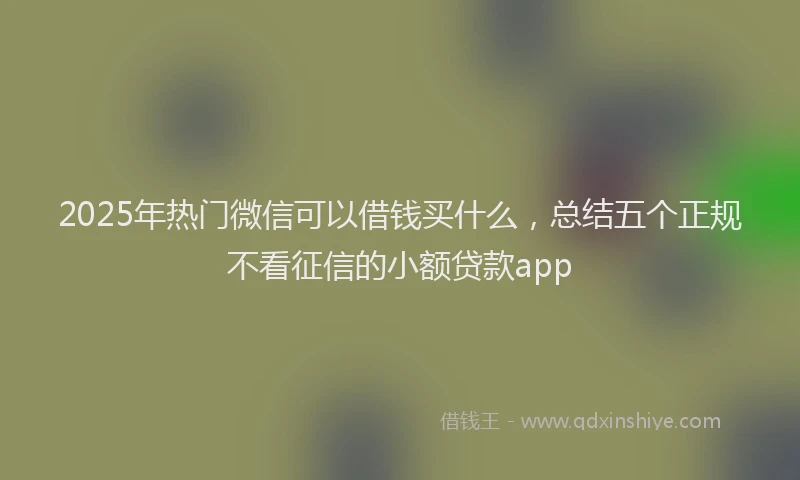 2025年热门微信可以借钱买什么，总结五个正规不看征信的小额贷款app