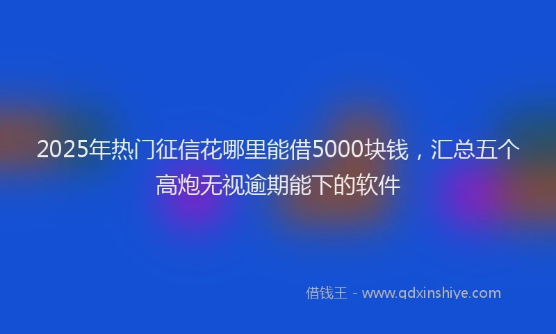 2025年热门征信花哪里能借5000块钱，汇总五个高炮无视逾期能下的软件
