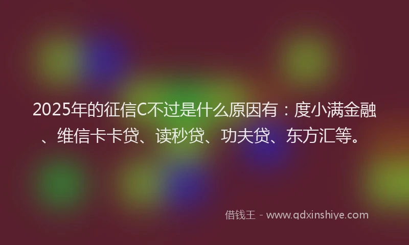 2025年的征信C不过是什么原因有：度小满金融、维信卡卡贷、读秒贷、功夫贷、东方汇等。