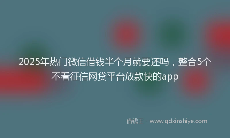2025年热门微信借钱半个月就要还吗，整合5个不看征信网贷平台放款快的app