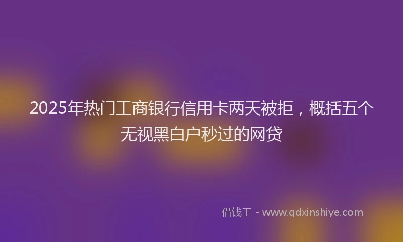 2025年热门工商银行信用卡两天被拒，概括五个无视黑白户秒过的网贷