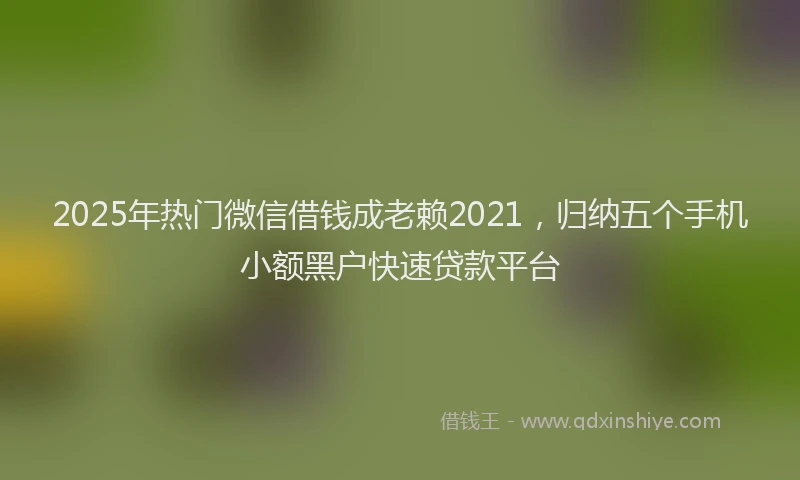 2025年热门微信借钱成老赖2021，归纳五个手机小额黑户快速贷款平台