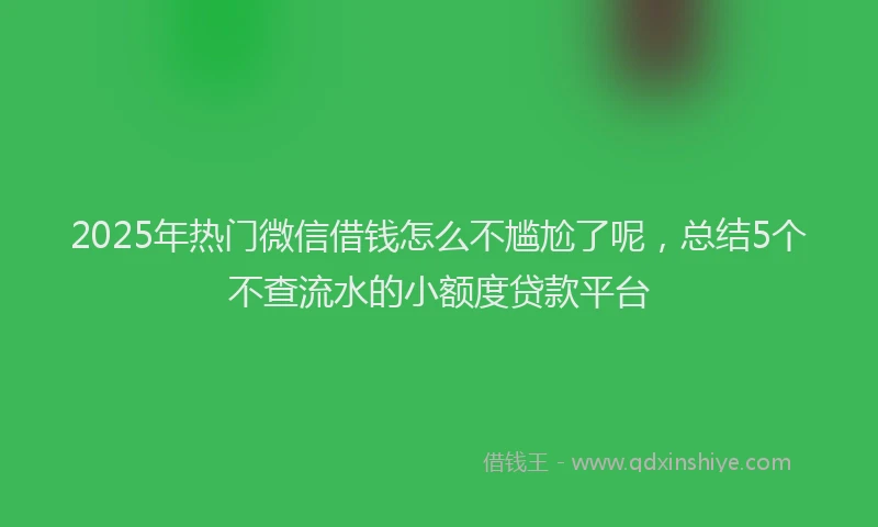 2025年热门微信借钱怎么不尴尬了呢，总结5个不查流水的小额度贷款平台