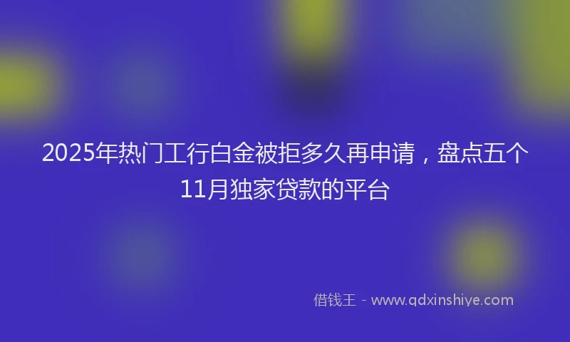 2025年热门工行白金被拒多久再申请，盘点五个11月独家贷款的平台