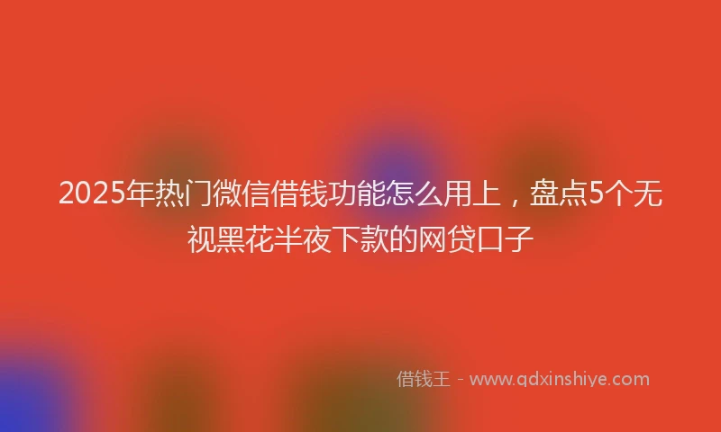 2025年热门微信借钱功能怎么用上，盘点5个无视黑花半夜下款的网贷口子