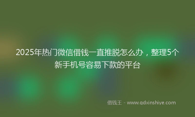 2025年热门微信借钱一直推脱怎么办，整理5个新手机号容易下款的平台