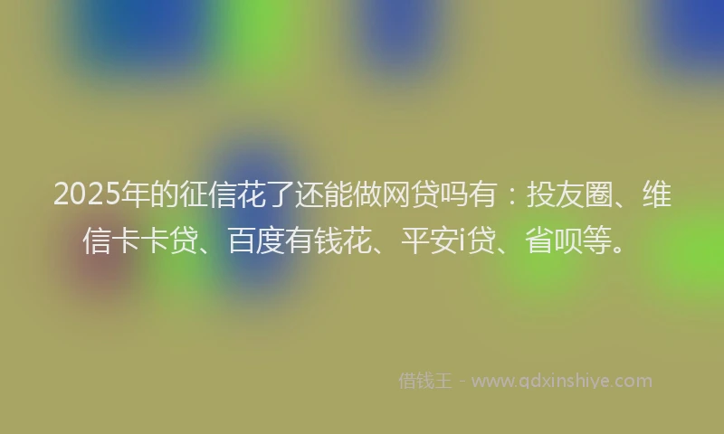 2025年的征信花了还能做网贷吗有：投友圈、维信卡卡贷、百度有钱花、平安i贷、省呗等。