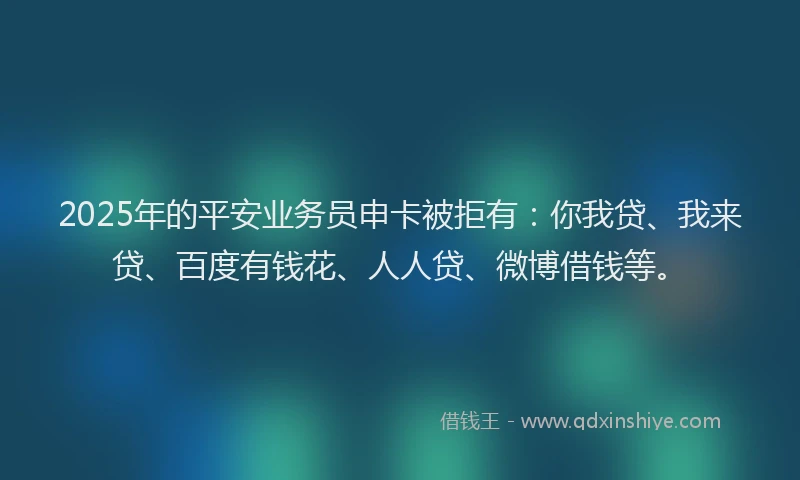 2025年的平安业务员申卡被拒有：你我贷、我来贷、百度有钱花、人人贷、微博借钱等。